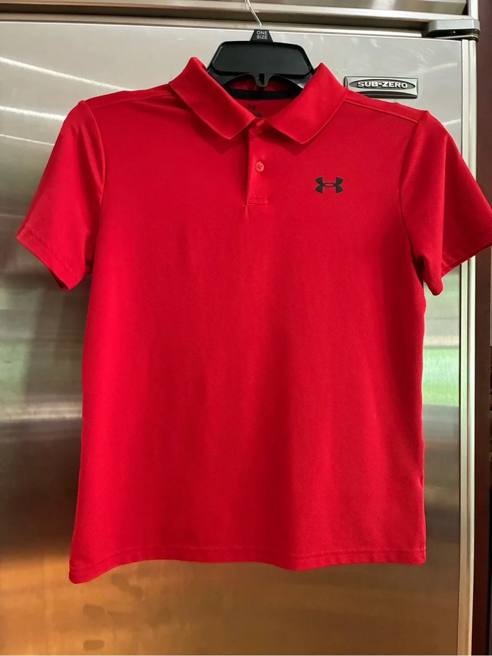 Under Armour Boys Matchplay Solid Red Stretch Polo Shirt, YM